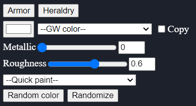 Armor coloring panel